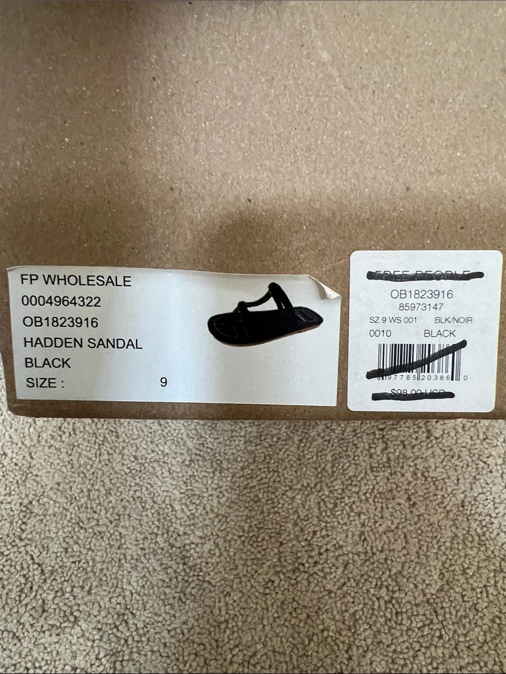 Free People Black Hadden Sandals